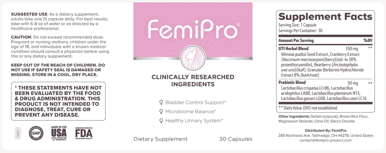 femipro supplement facts